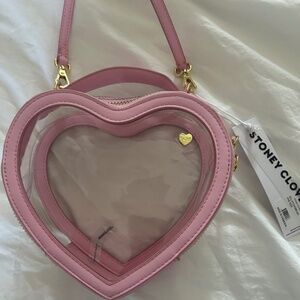 NWT Stoney Clover Lane Clear Heart Bag Pink Flamingo Stadium Bag